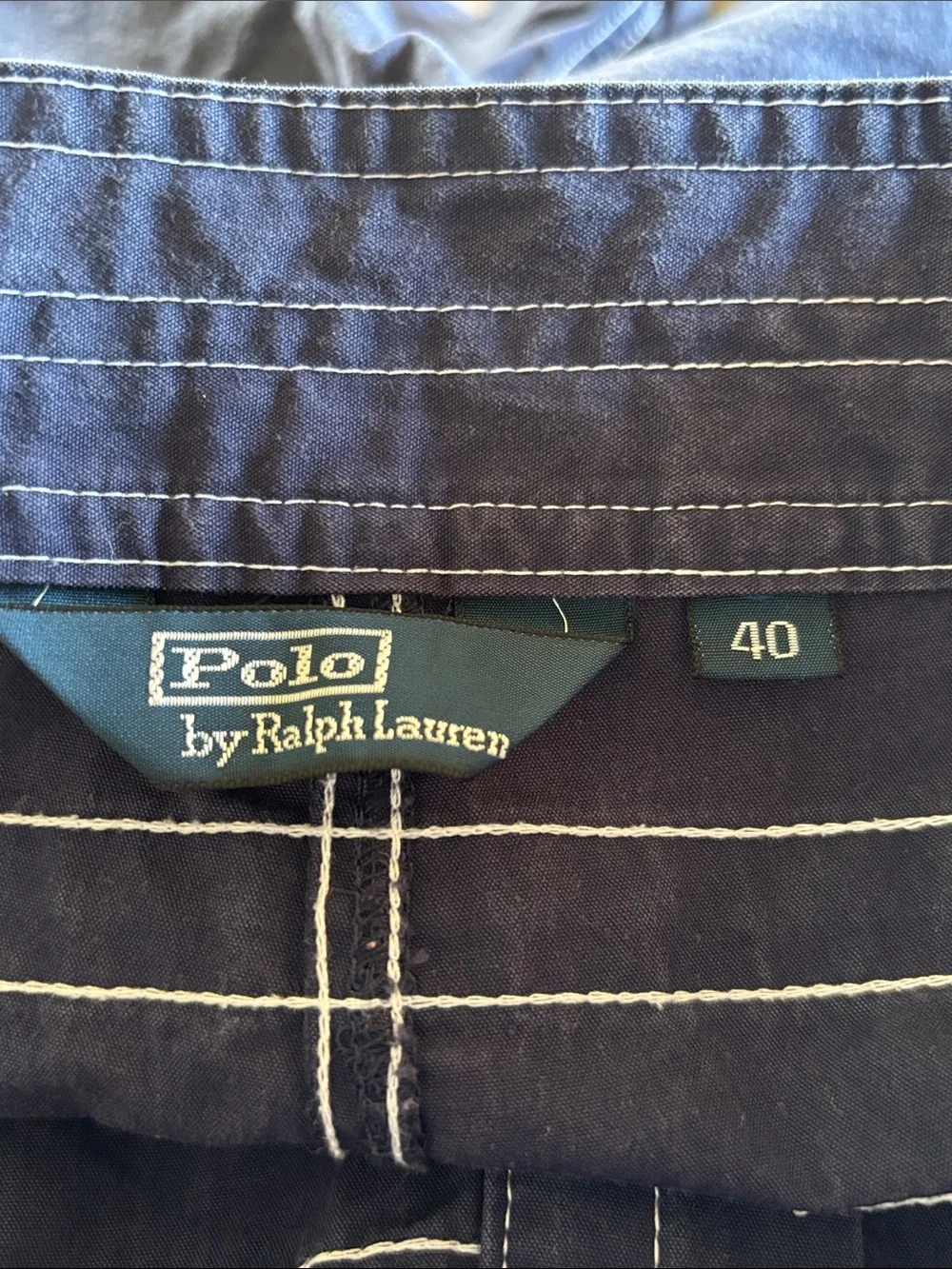 Polo by Ralph Lauren Blue White Striped Board Shorts Swim Trunks Y2K Size 40